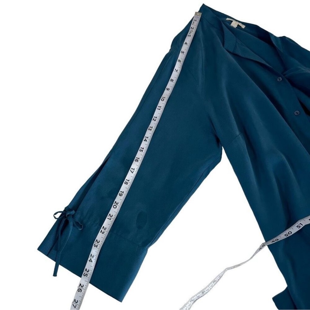 Eileen Fisher Blue Button Down Shirt with Notched Collar - Picture 7 of 13
